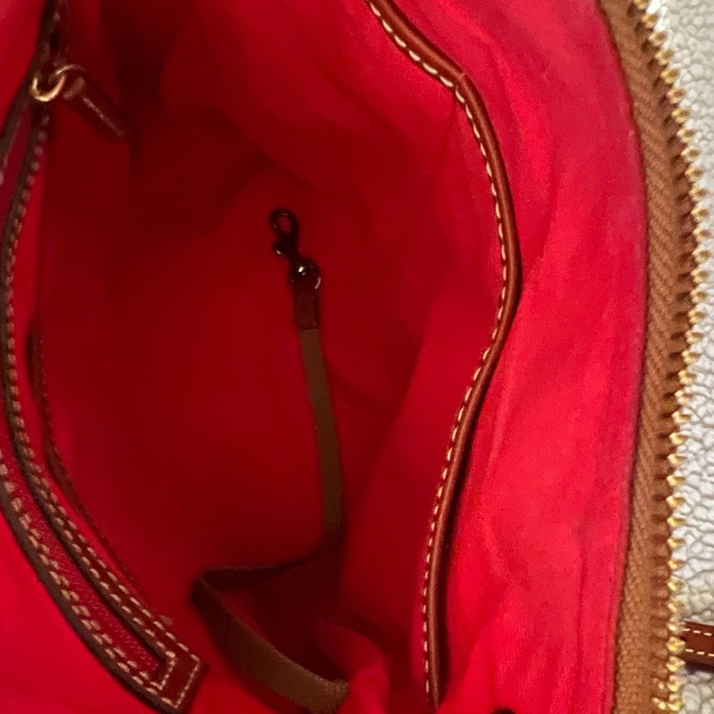 Dooney & Bourke Brown and Tan Pebbled Leather Crossbody Bag - Picture 2 of 5